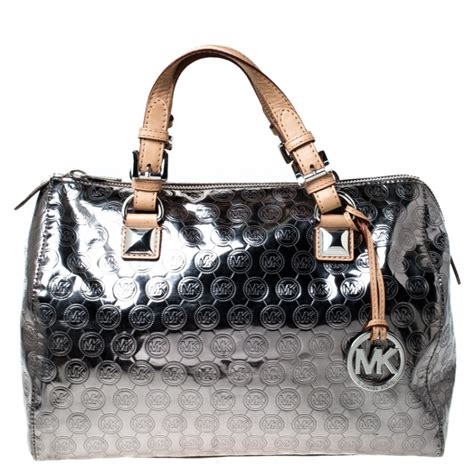 silver michael kors bag|michael kors medium black silver.